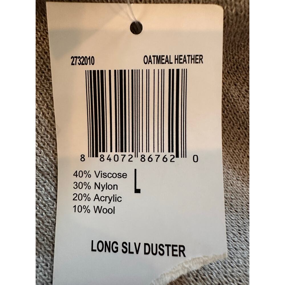 Chelsea & Theodore NWT Oatmeal Heather Open Front Knit Sweater LARGE - Picture 10 of 11